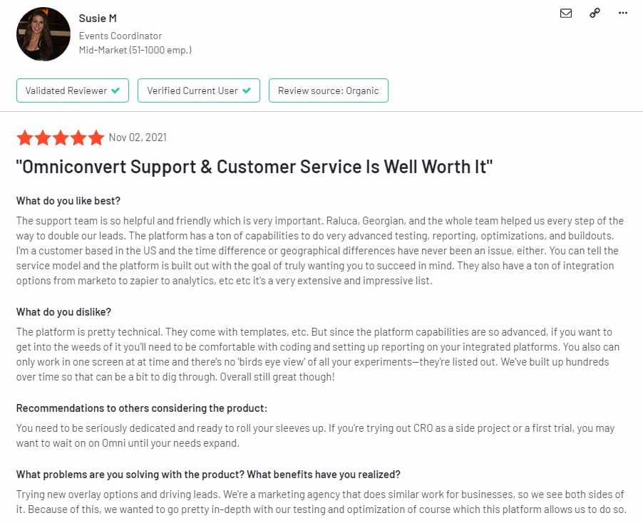 What people say about using Explore by Omniconvert