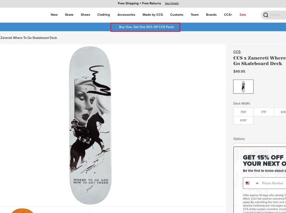 Discount offer on a Shopify store