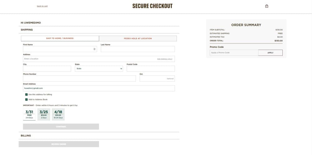 Shopify Plus one page checkout example