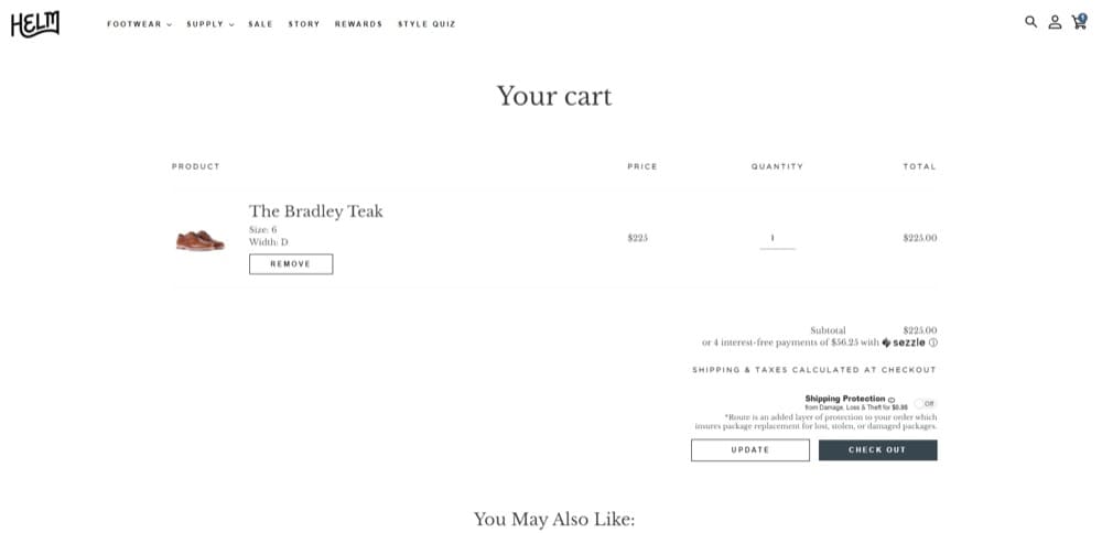 Shopify cart example