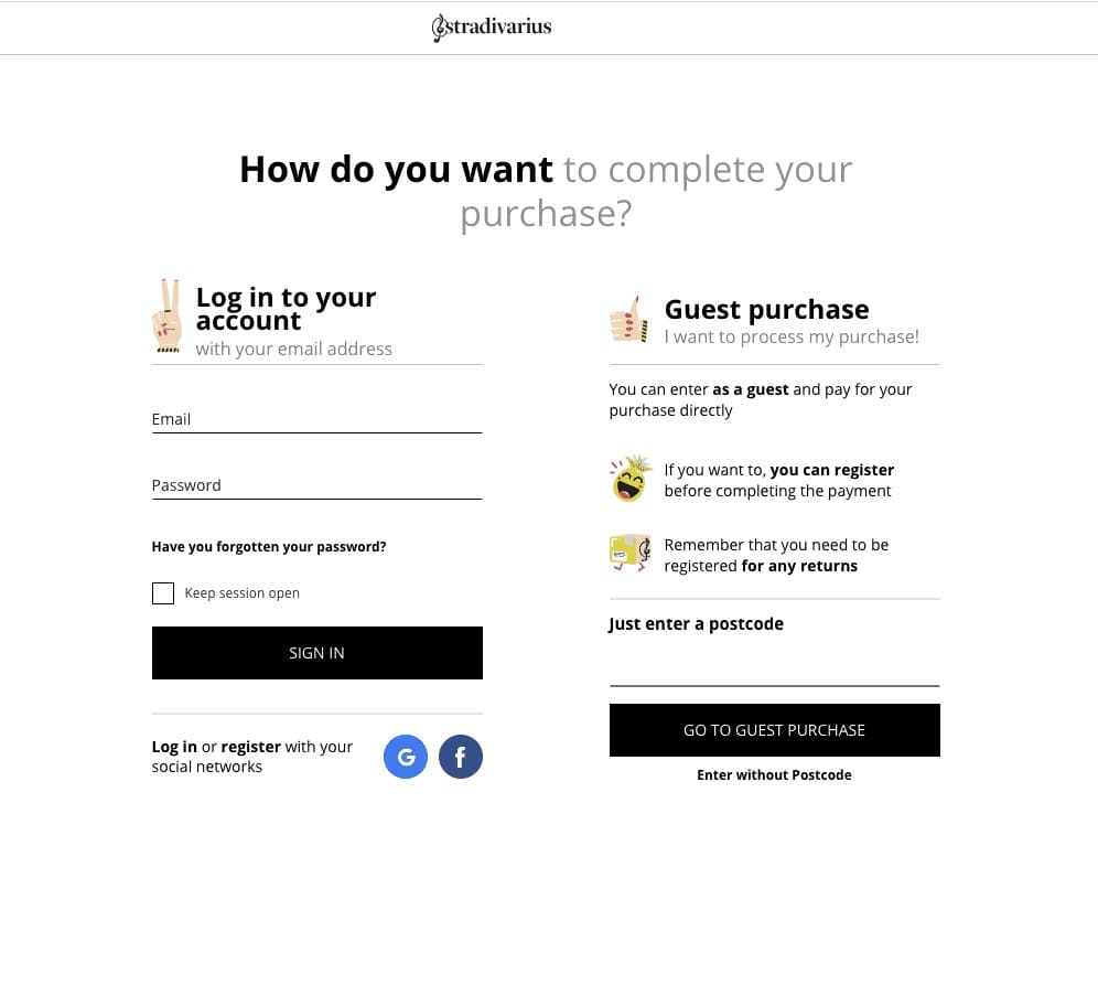 Shopify guest checkout example