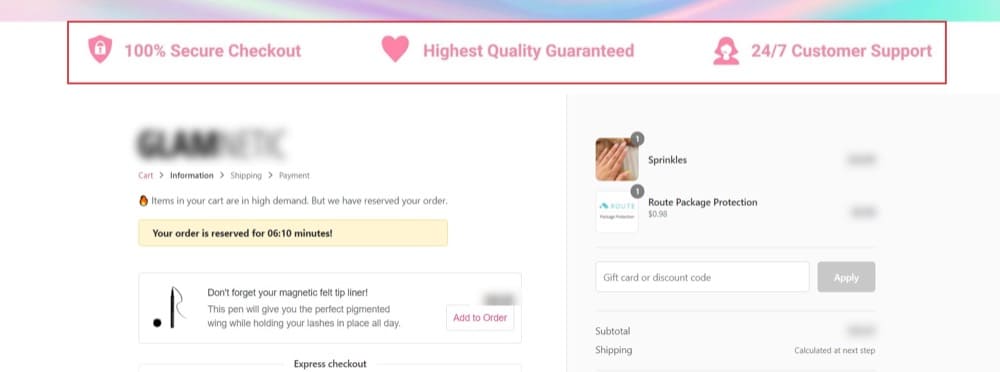 Shopify trust badges mistake example