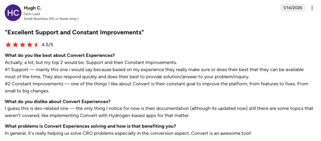 User review of Convert on G2