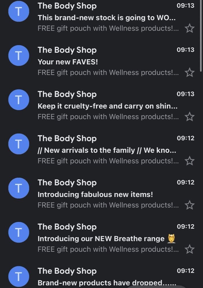 double text from the body shop email