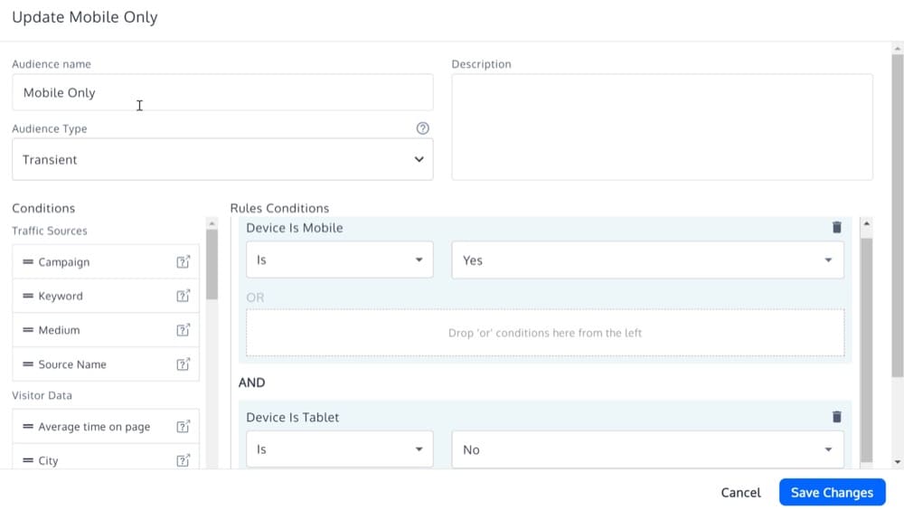 Audience settings in Convert Experiences