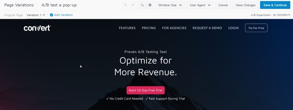 Popup testing Shopify store Convert Experiences