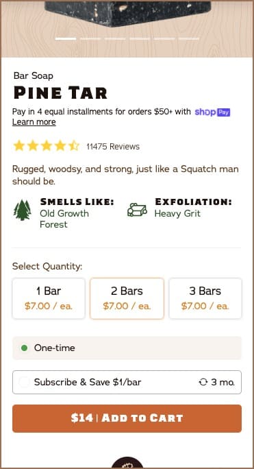 Split Testing Shopify Product Pages example Dr Squatch SplitBase