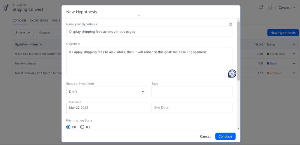 multipage A/B experiences new hypothesis