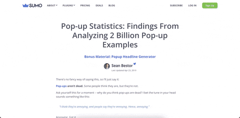 pop-up at the beginning of your page