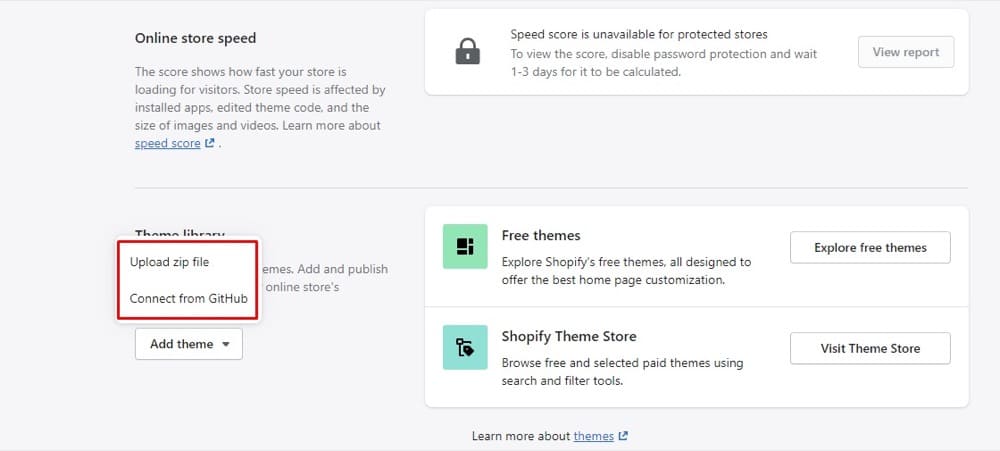 upload Shopify theme pack