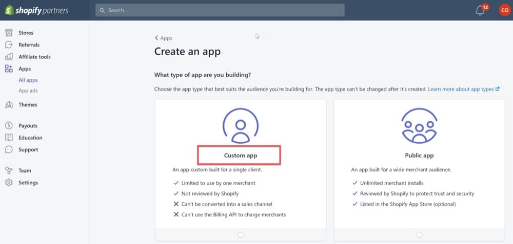 Create a Shopify custom app for A/B testing using Convert Experiences