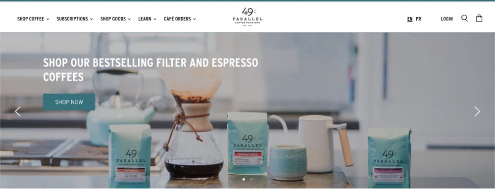 Example of banner slider on Shopify 49th Parallel