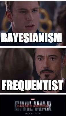 Meme about Bayesian vs Frequentist Statistics