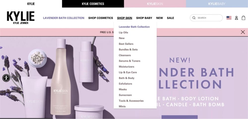 high bounce rate Shopify store example Kylie by Kylie Jenner