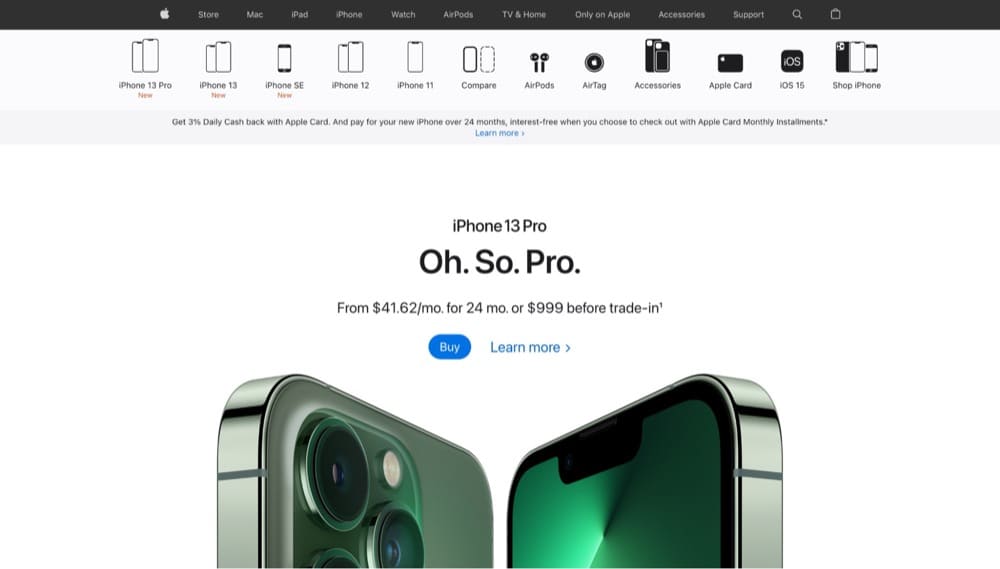 Apple product page analysis product overview