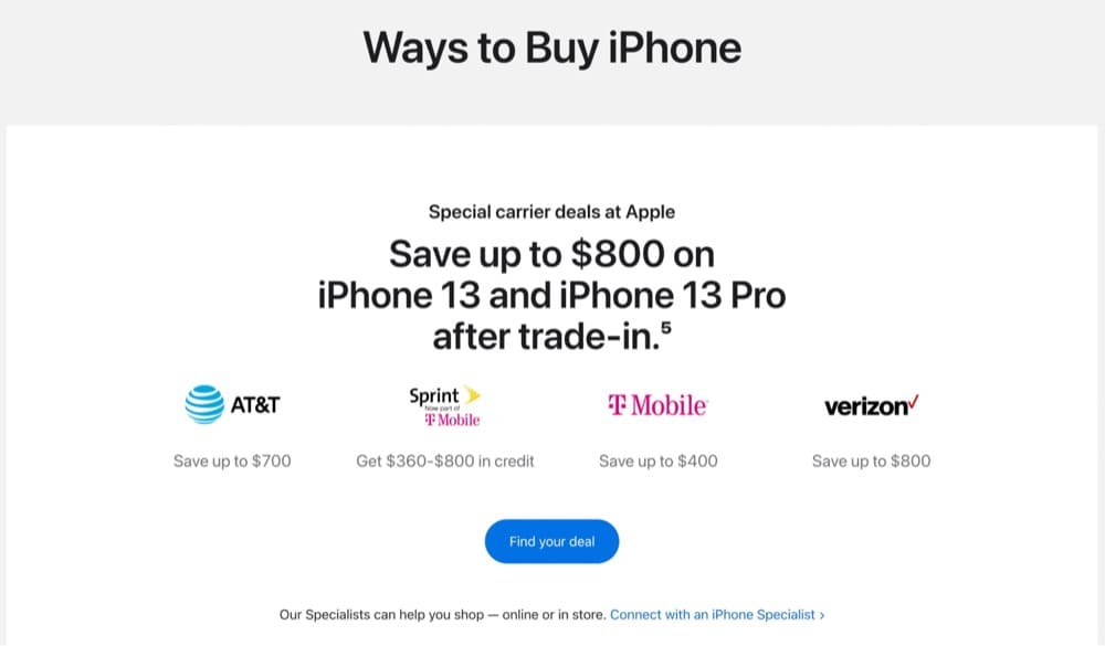 Apple product page analysis purchase methods