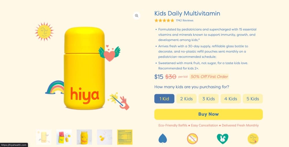 Hiya Health’s product page