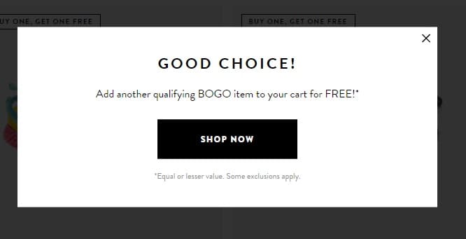 A/B testing popup example with upselling