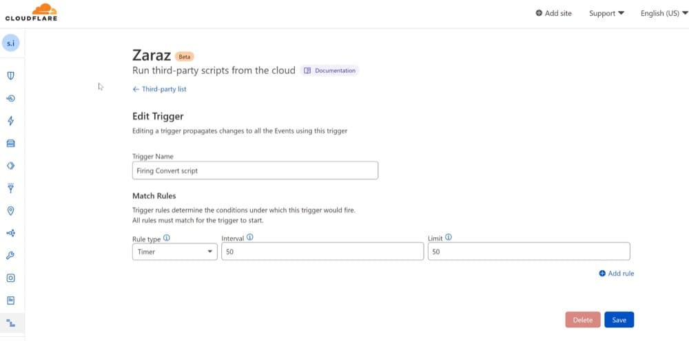 Cloudflare Zaraz trigger, when running A/B tests in Convert Experiences