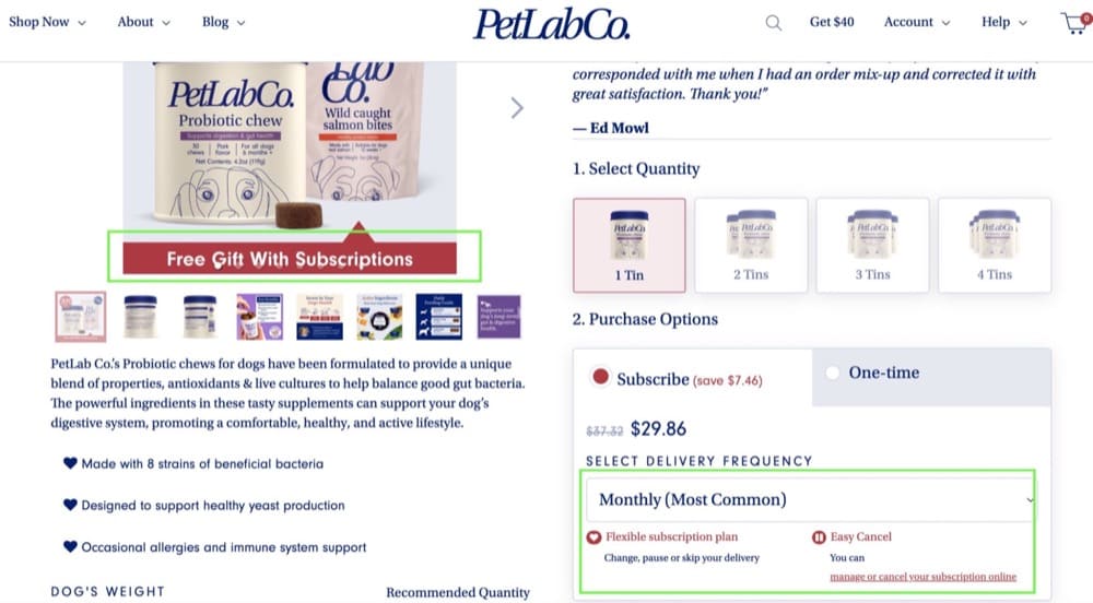 PetLabCo's product page