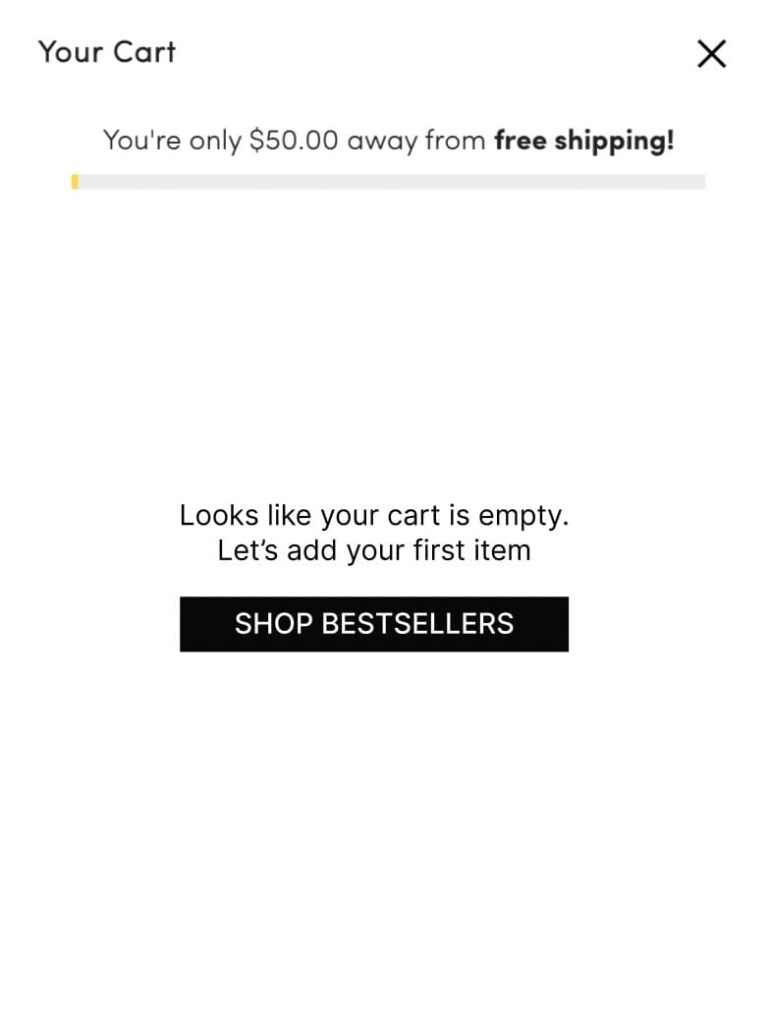 Shopify A/B test cart page test idea empty cart optimization