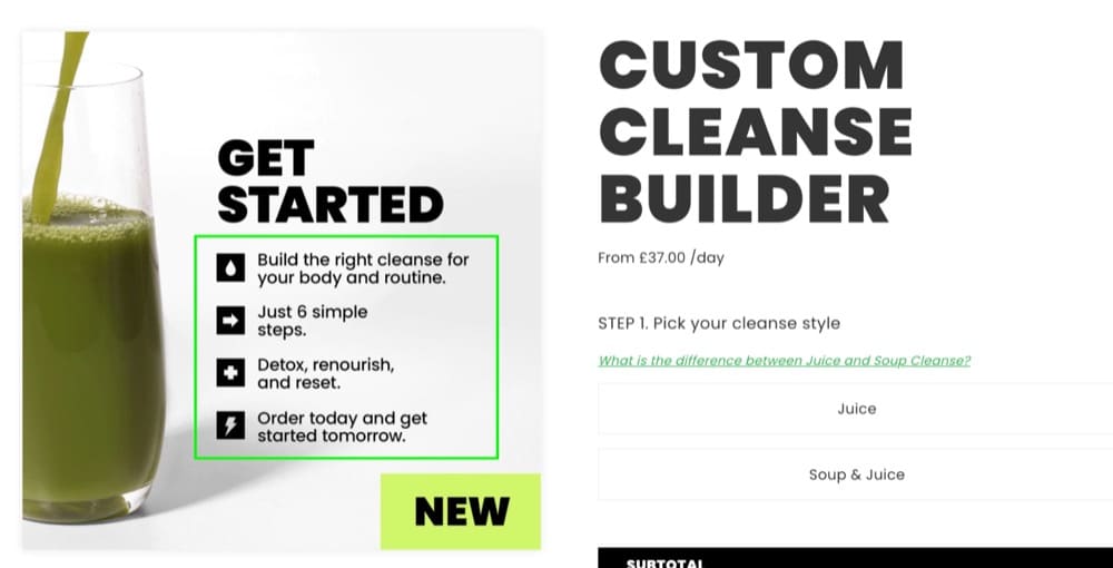 Shopify A/B test product page idea highlight top benefits Fresh-London.com