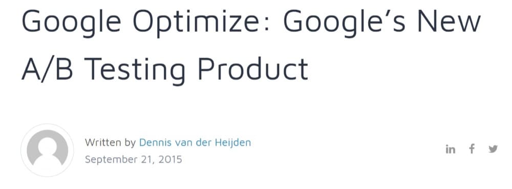 Google announcing Google Optimize launch in 2015