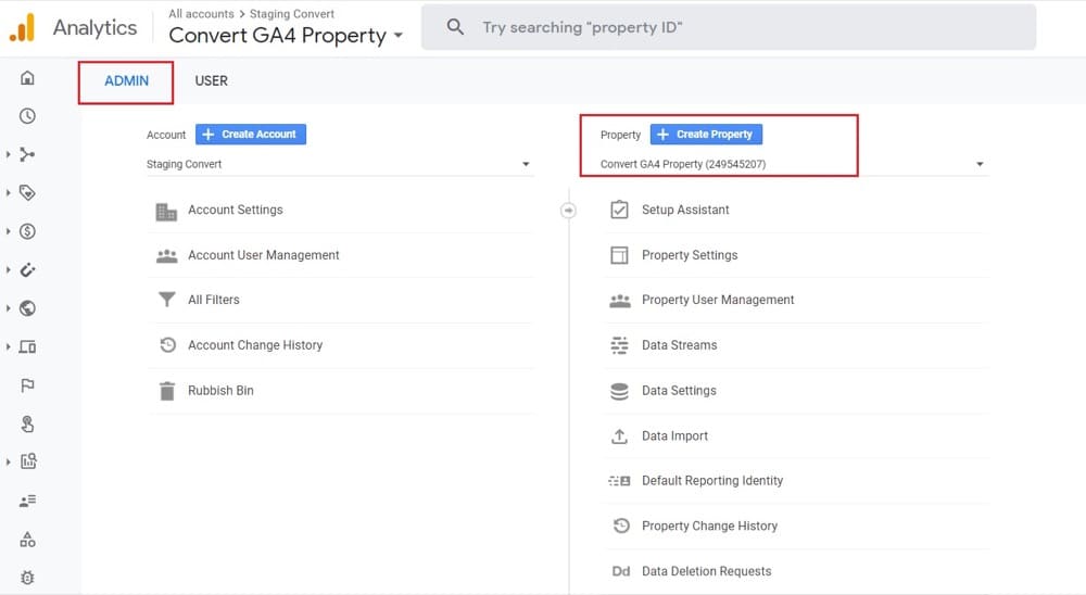 Create a GA4 property