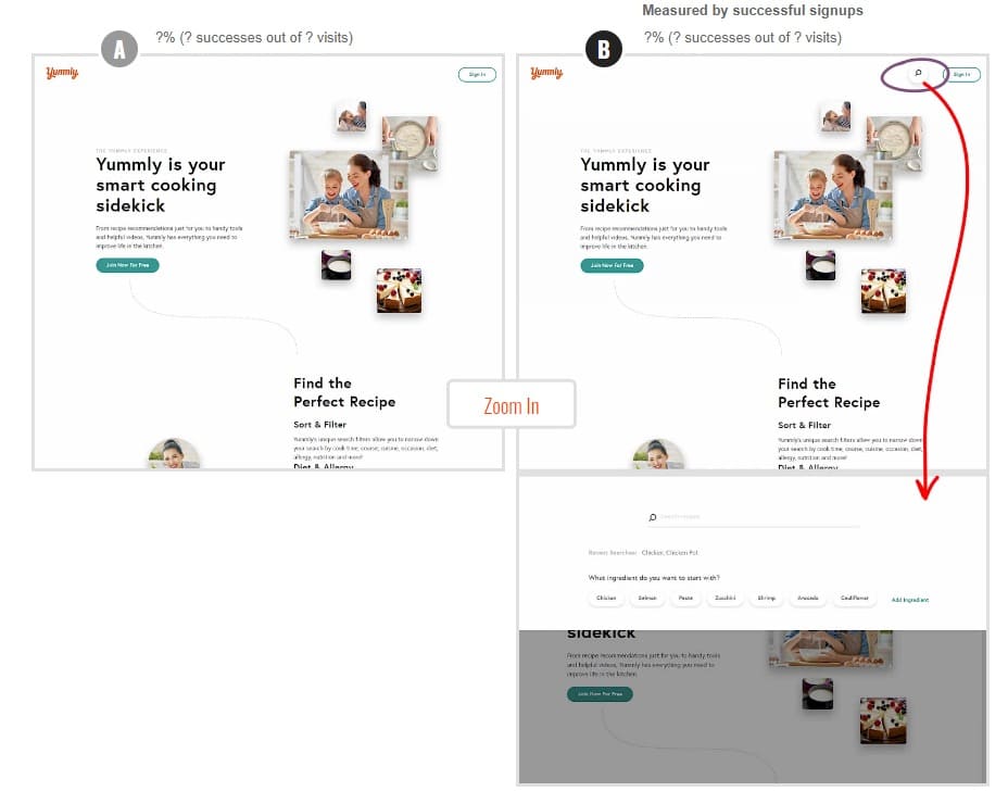 Shopify navigation visible search test example