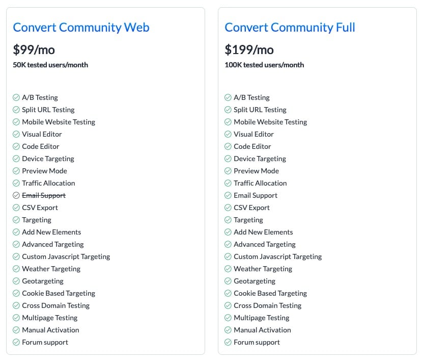 Convert Community Web VS. Convert Community Full
