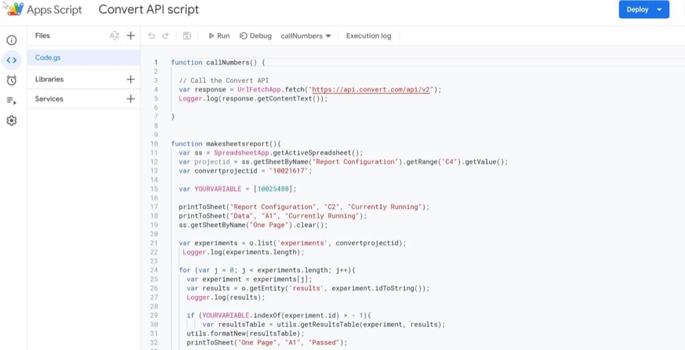 Convert API script Google Apps Script
