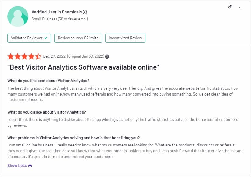 heatmap tool Visitor Analytics positive review