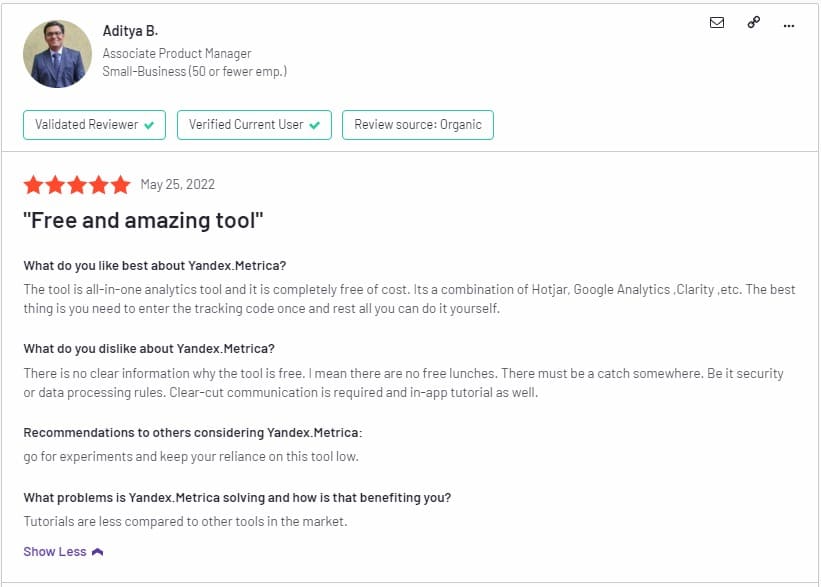 heatmap tool Yandex.Metrica positive review