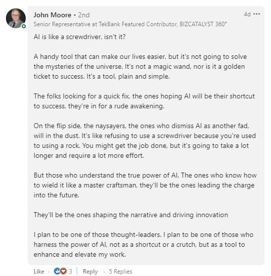 ohn Moore take on AI.