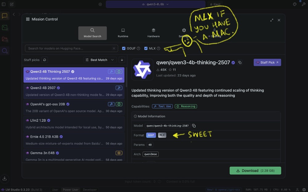 Discovering models screen