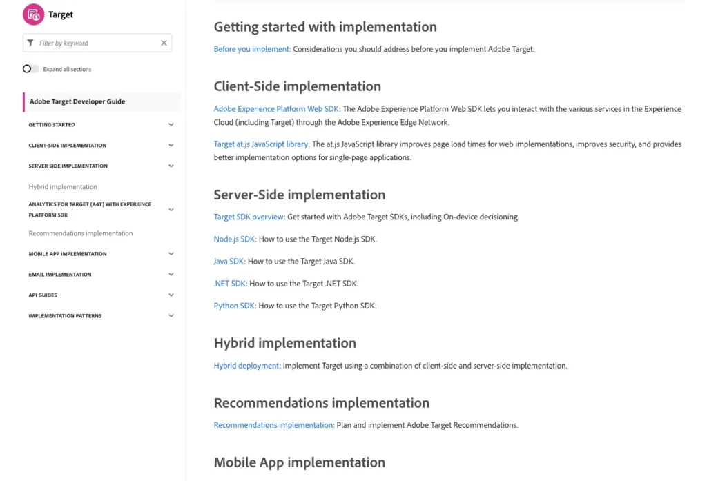 Adobe Target developer documentation