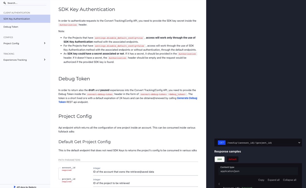 Convert SDK and API documentation
