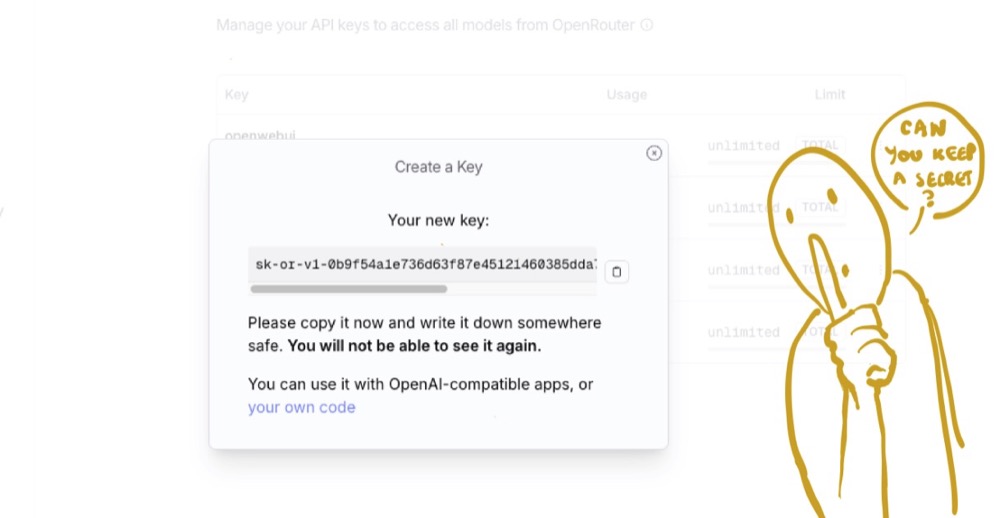 Creating an API key in OpenRouter