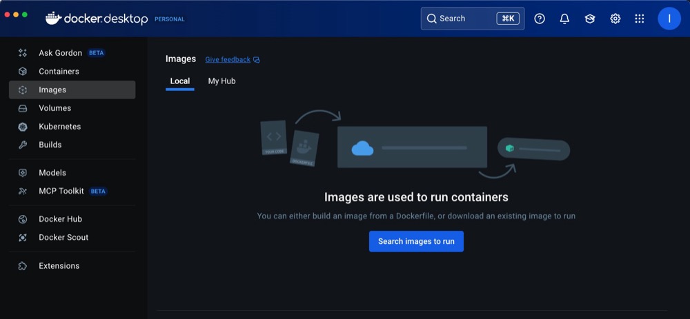Docker Desktop interface