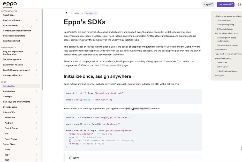 Eppo’s SDK documentation
