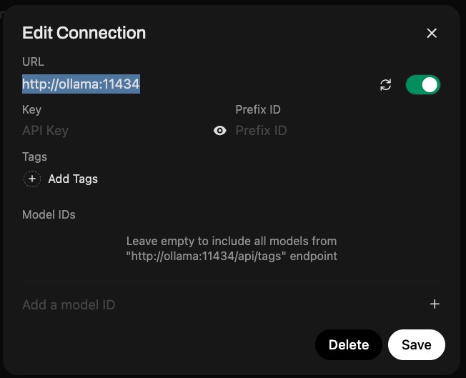 Put your Ollama server IP address in there