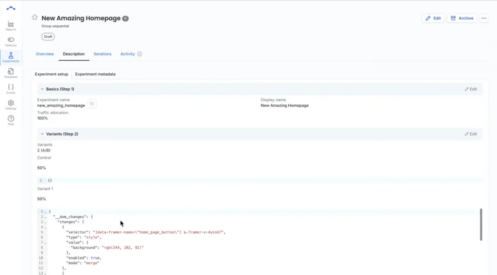 Setting up an experiment in ABsmartly