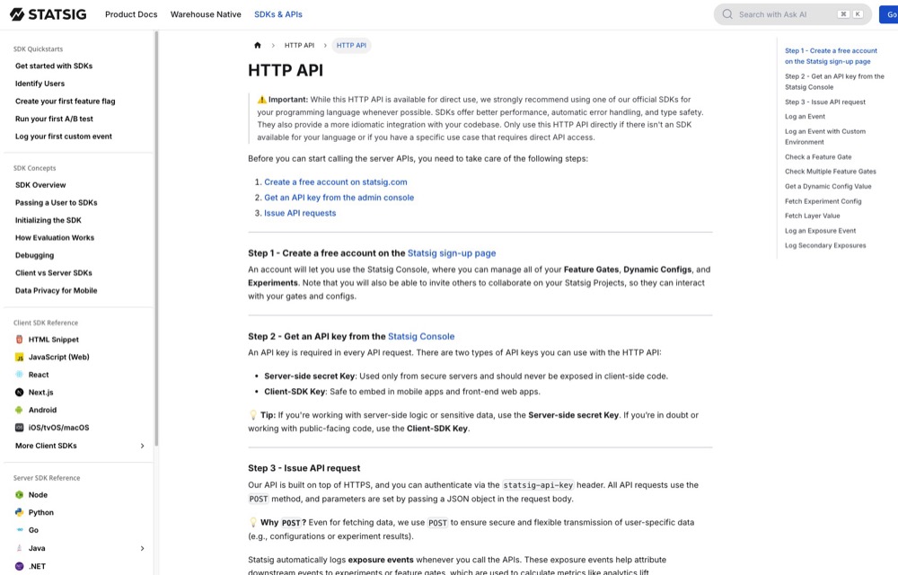 Statsig’s APIs and SDKs