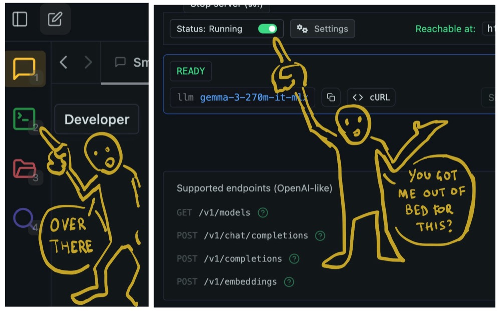 click on ‘Developer’ button. Then set “Status” to “Running”