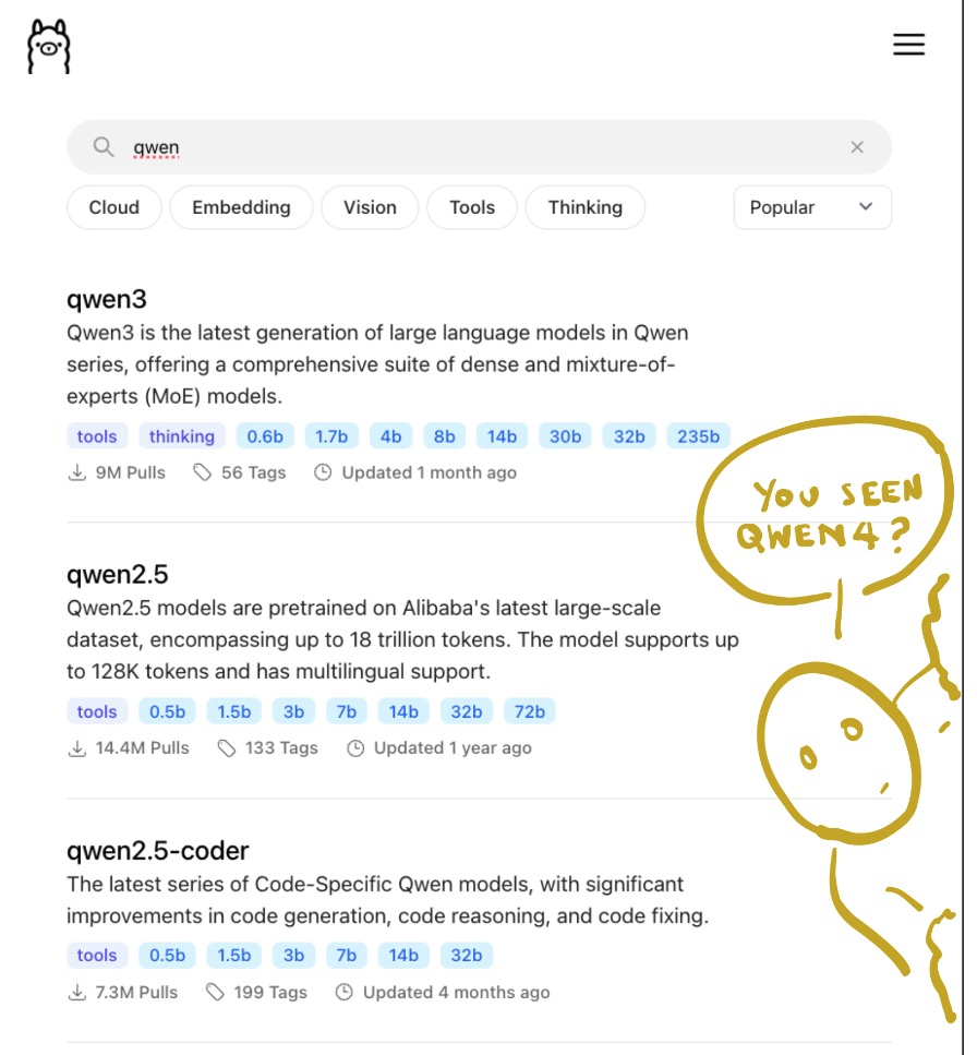 search for models on the Ollama site