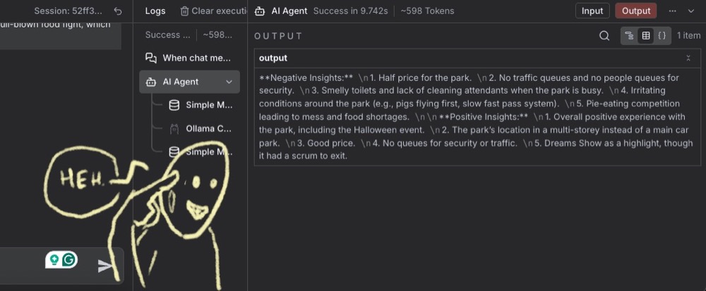 Corrected output of the first Agent. Just the insights.