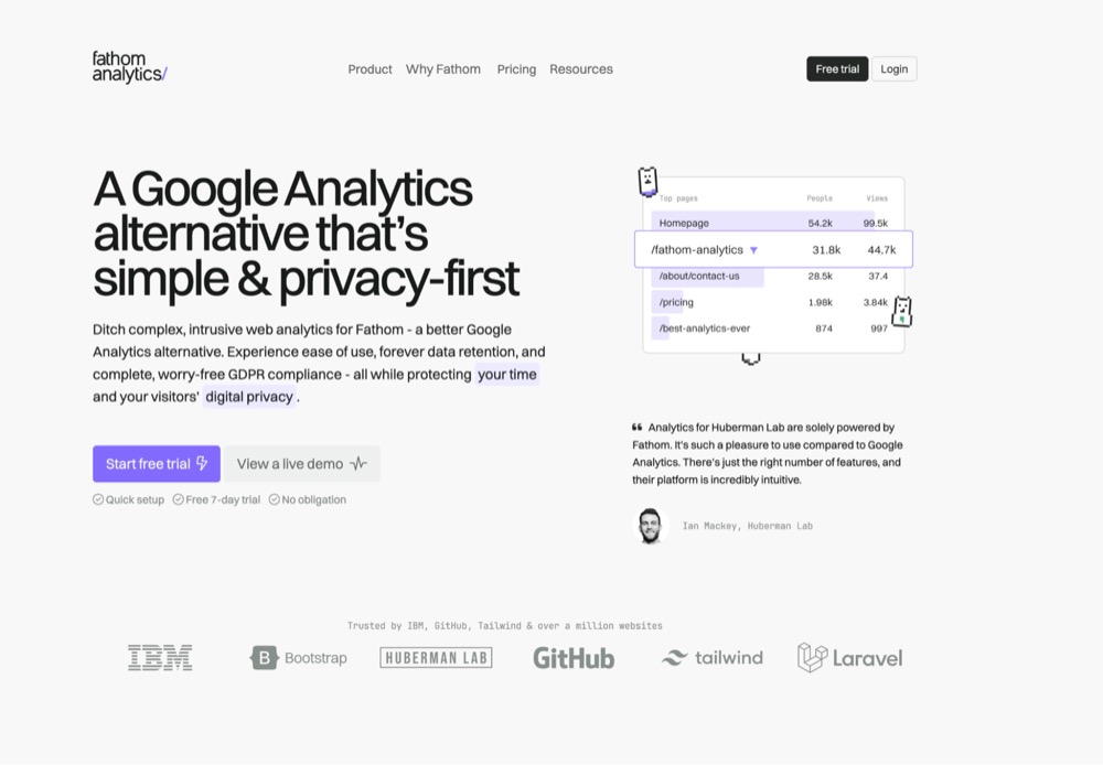 Fathom is a privacy-first web analytics for small websites