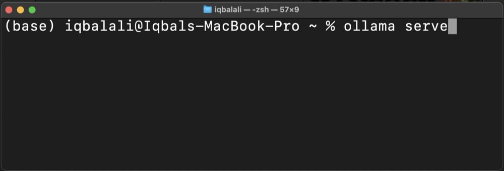 Terminal ‘ollama serve’ to start the Ollama server