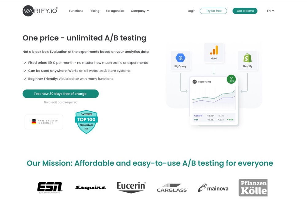 Varify is a privacy-first A/B testing tool headquartered in Germany