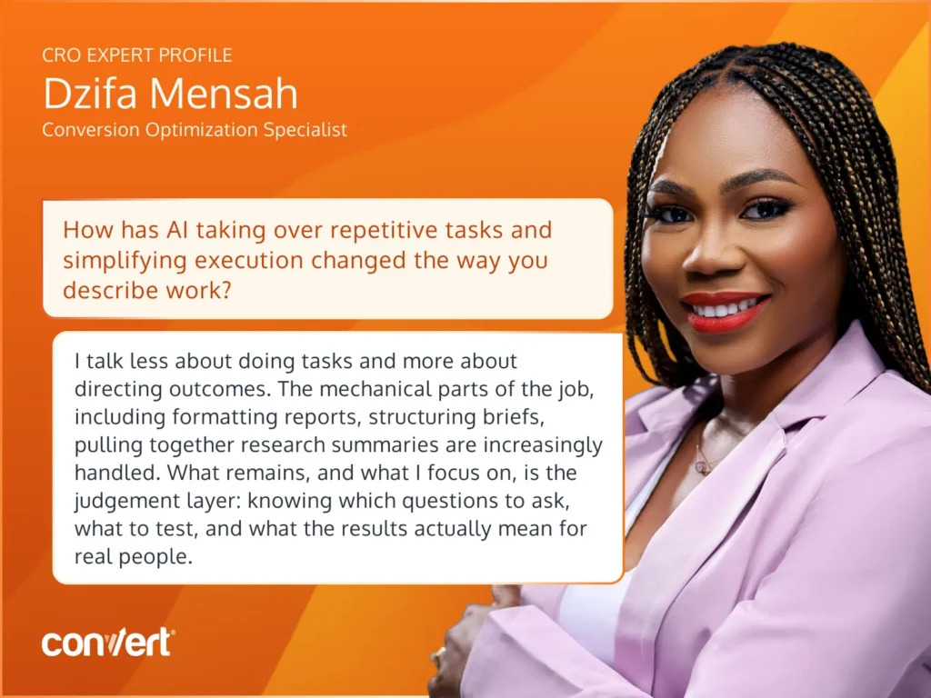 How has Al taking over repetitive tasks and simplifying execution changed the way you describe work?